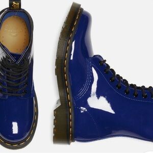 Dr. Martens Glossy Blue Lace-Up Boots